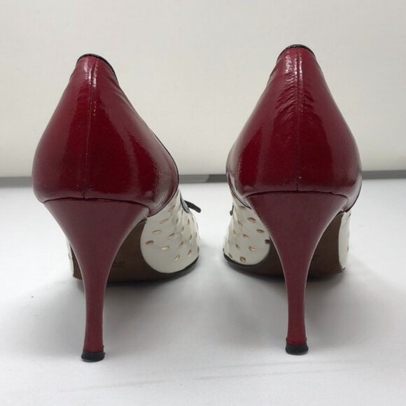 VTG Donald Pliner Open-Toe Pumps Heels Patent Leather 8.5 whimsigoth 80s 90s - Picture 6 of 11